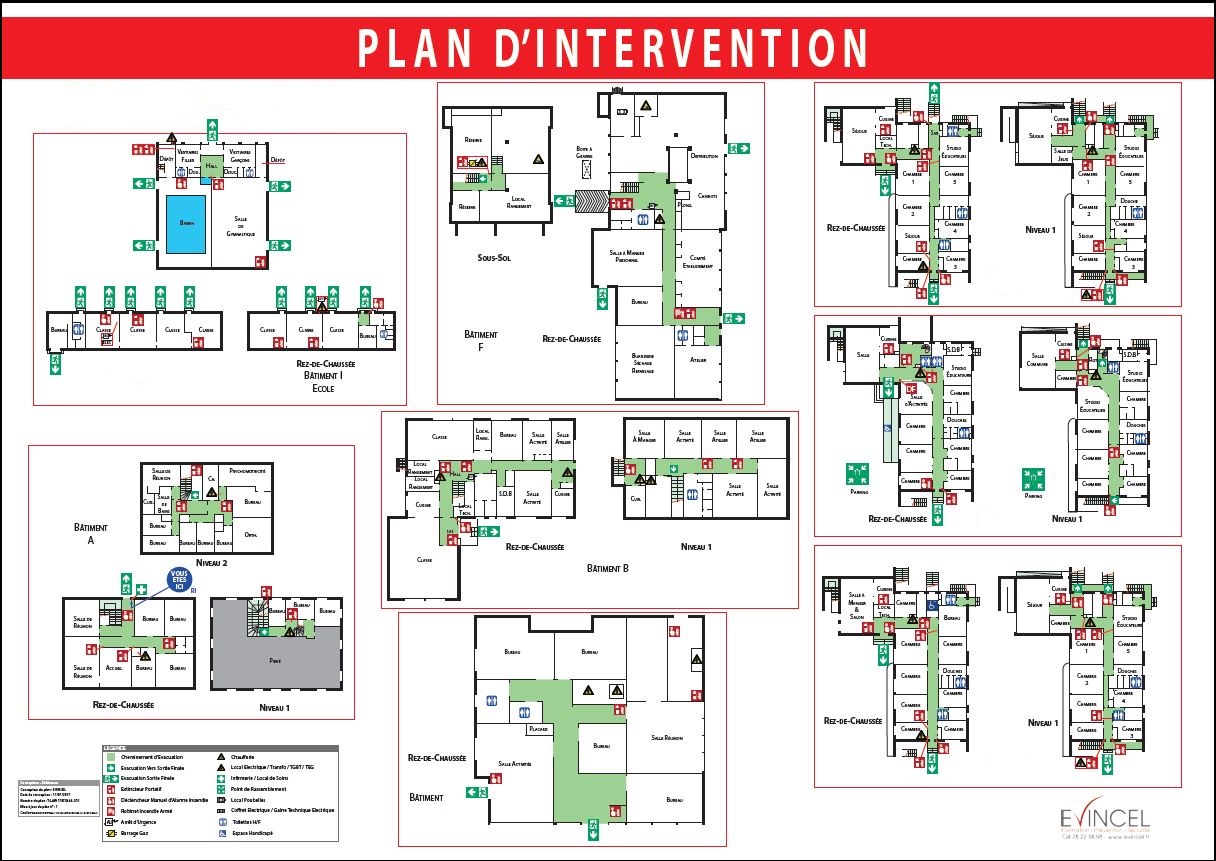 Réalisation plan Évacuation et Intervention
EVINCEL vous accompagne dans la réalisation du plan d'intervention et des plans d'évacuation conforme à la norme NFX 08-070 du 1er juin 2013.